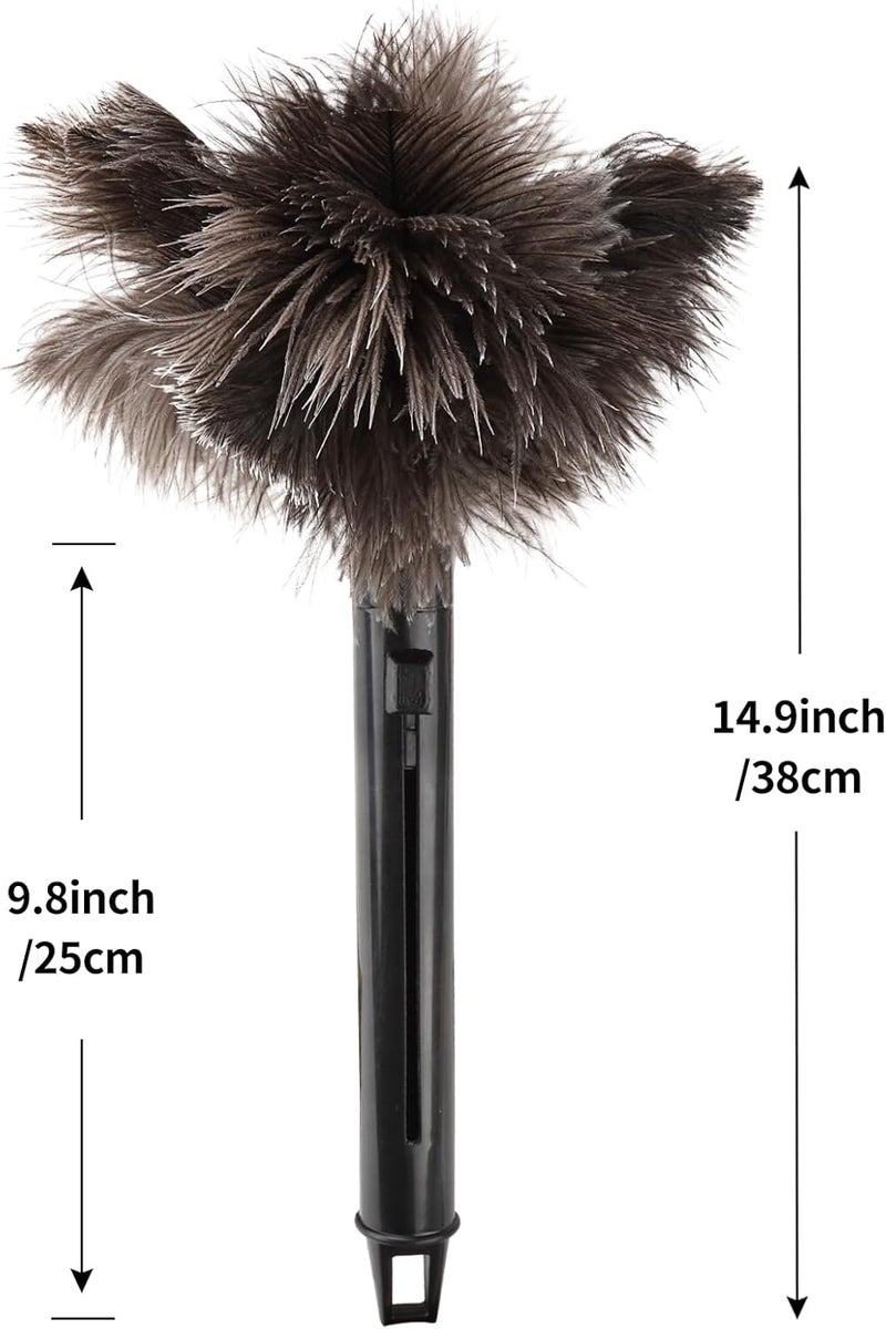FeelfunFeather Retractable Feather Duster-Genuine Ostrich Feathers,Anti-Static,Reusable Eco-Friendly Handheld Cleaning for Keyboard,Home,Car,Office (10 to 15 Inches) 2 Pack - Image 2